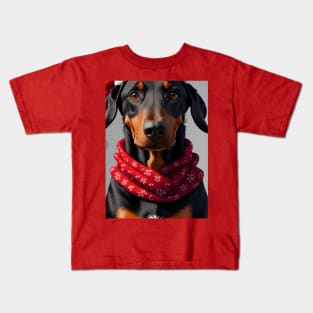 Christmas Doberman puppy gift Kids T-Shirt